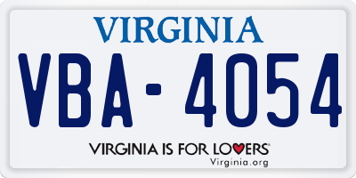 VA license plate VBA4054
