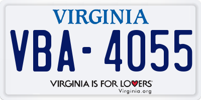 VA license plate VBA4055