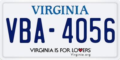 VA license plate VBA4056