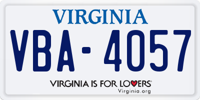 VA license plate VBA4057