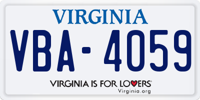 VA license plate VBA4059