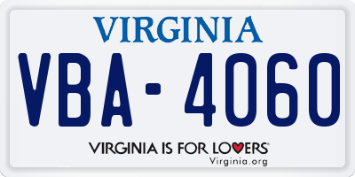 VA license plate VBA4060