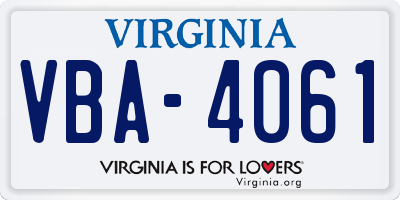 VA license plate VBA4061