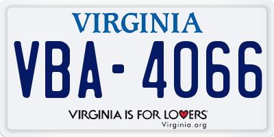 VA license plate VBA4066