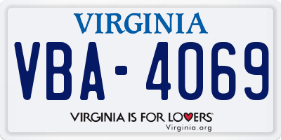 VA license plate VBA4069