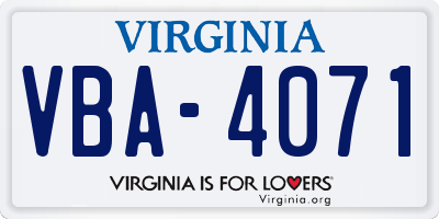 VA license plate VBA4071