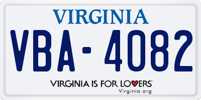 VA license plate VBA4082