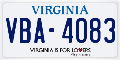 VA license plate VBA4083