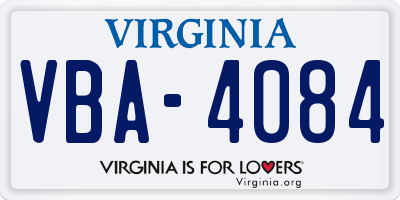 VA license plate VBA4084