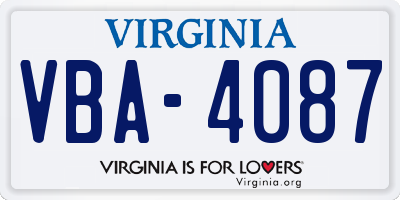 VA license plate VBA4087