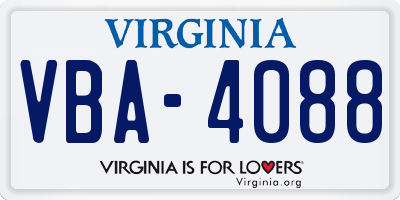 VA license plate VBA4088
