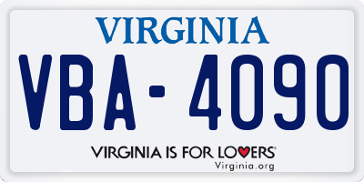VA license plate VBA4090