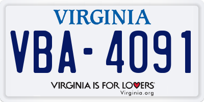 VA license plate VBA4091