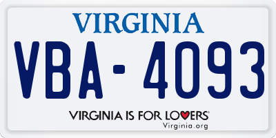 VA license plate VBA4093