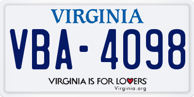 VA license plate VBA4098