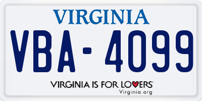 VA license plate VBA4099