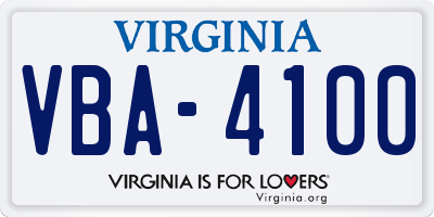 VA license plate VBA4100