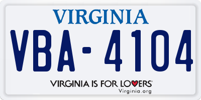 VA license plate VBA4104