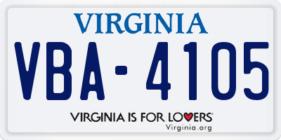 VA license plate VBA4105