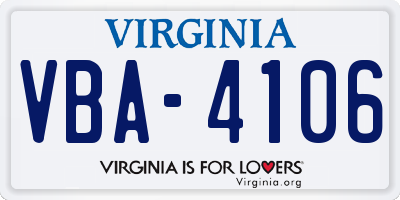VA license plate VBA4106