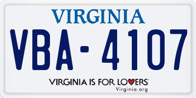 VA license plate VBA4107