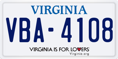 VA license plate VBA4108