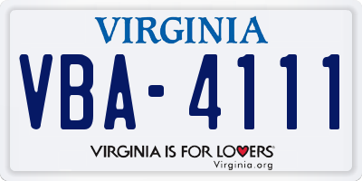 VA license plate VBA4111