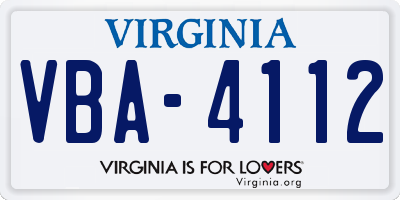 VA license plate VBA4112
