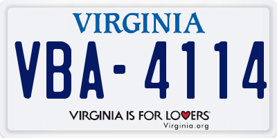 VA license plate VBA4114