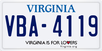 VA license plate VBA4119
