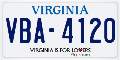 VA license plate VBA4120