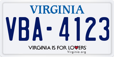 VA license plate VBA4123