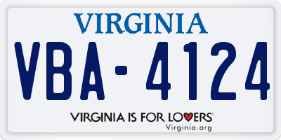 VA license plate VBA4124