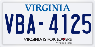VA license plate VBA4125