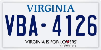 VA license plate VBA4126