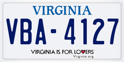 VA license plate VBA4127