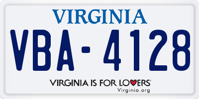 VA license plate VBA4128
