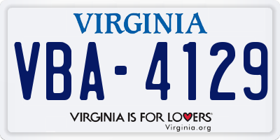 VA license plate VBA4129