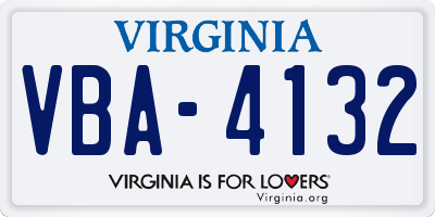 VA license plate VBA4132