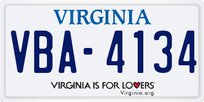 VA license plate VBA4134
