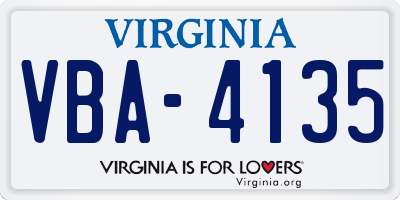 VA license plate VBA4135