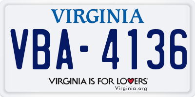 VA license plate VBA4136