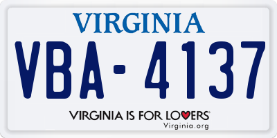 VA license plate VBA4137