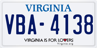 VA license plate VBA4138