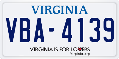 VA license plate VBA4139