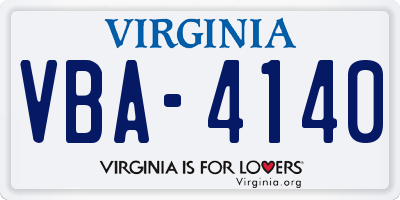 VA license plate VBA4140