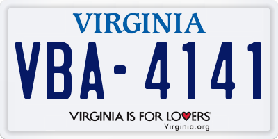 VA license plate VBA4141