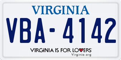 VA license plate VBA4142