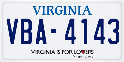 VA license plate VBA4143