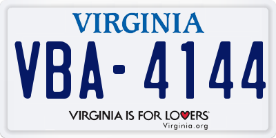 VA license plate VBA4144